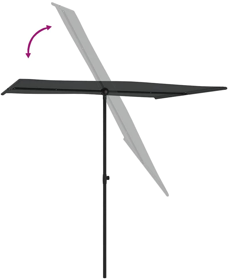 Sodo skėtis nuo saulės su aliuminio stulpu, antracito, 2x1,5m