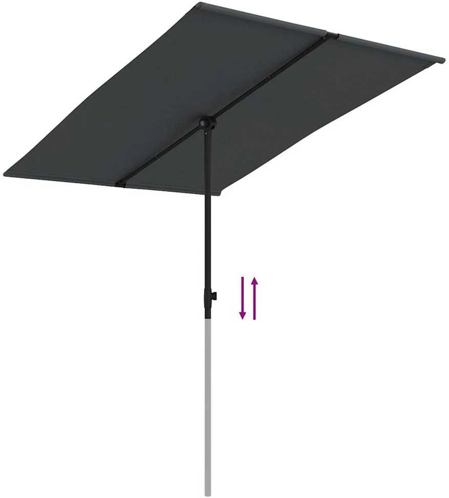 Sodo skėtis nuo saulės su aliuminio stulpu, juodas, 2x1,5m