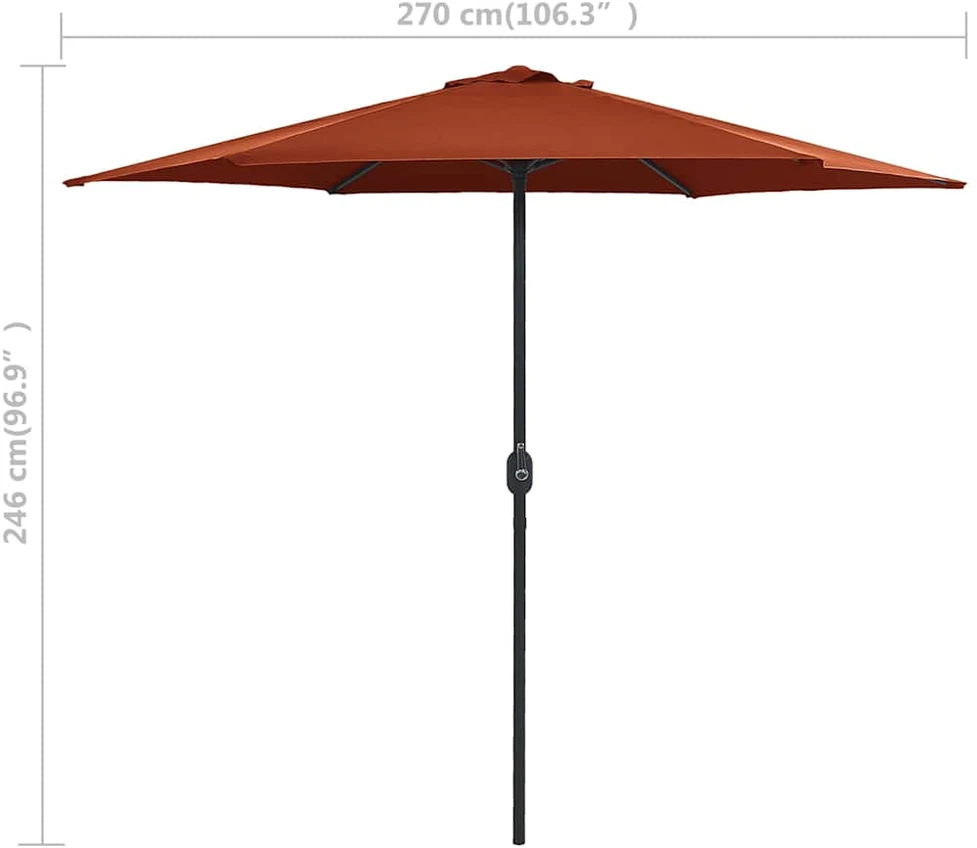 Sodo skėtis nuo saulės su aliuminio stulpu, terakota, 270x246cm