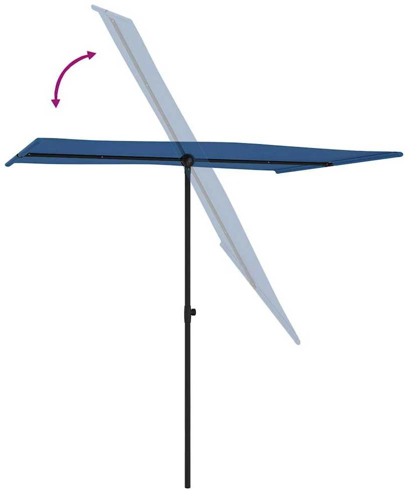 Sodo skėtis nuo saulės su aliuminio stulpu, mėlynas, 2x1,5m