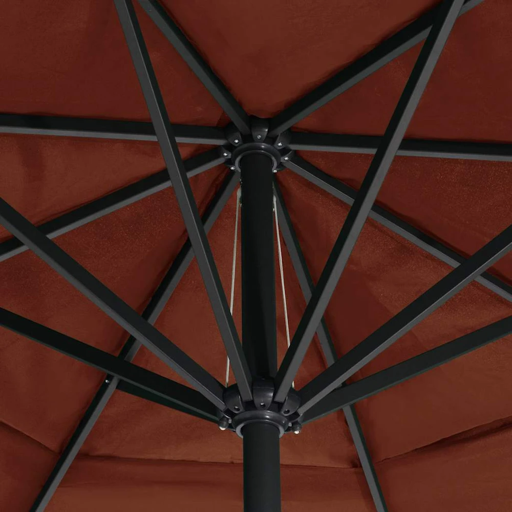 Sodo skėtis nuo saulės su aliuminio stulpu, terakota, 600cm