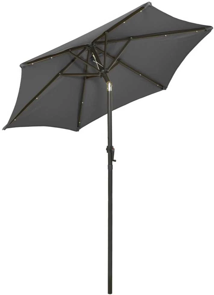 Sodo skėtis nuo saulės su LED, antracito, 200x211cm, aliuminis