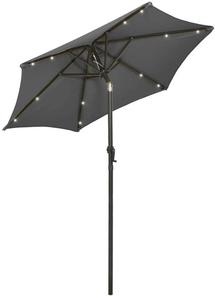 Sodo skėtis nuo saulės su LED, antracito, 200x211cm, aliuminis