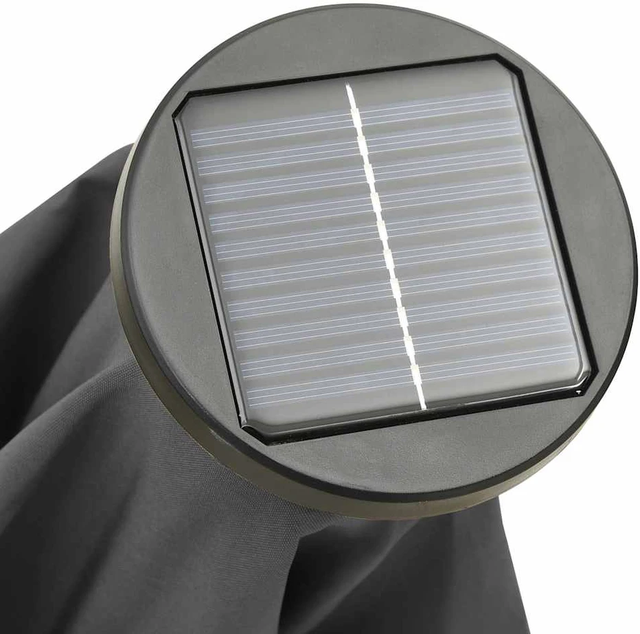 Sodo skėtis nuo saulės su LED, antracito, 200x211cm, aliuminis