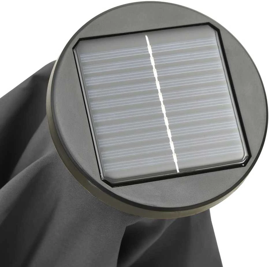 Sodo skėtis nuo saulės su LED, antracito, 200x211cm, aliuminis