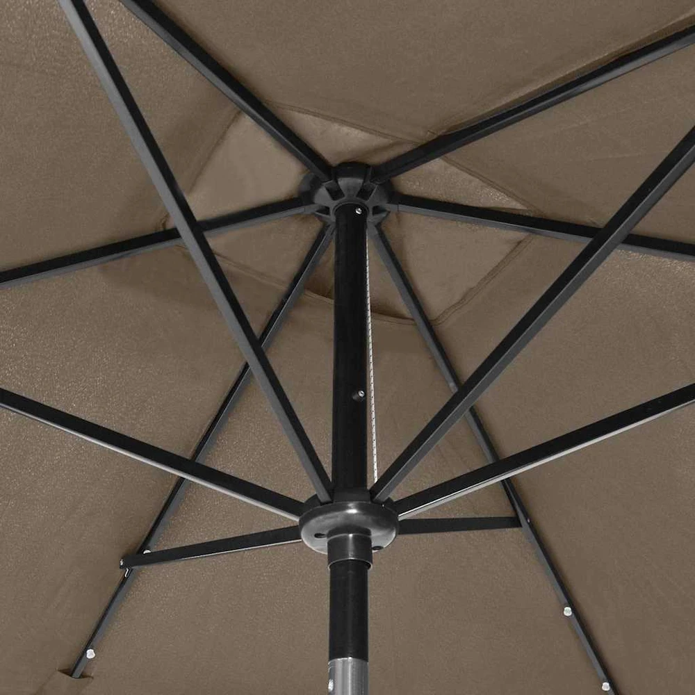 Sodo skėtis nuo saulės su LED ir plieniniu stulpu, taupe, 2x3m