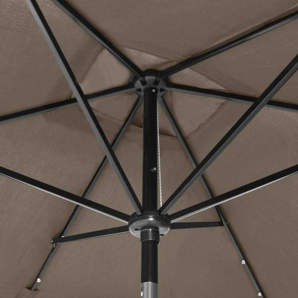 Sodo skėtis nuo saulės su LED ir plieniniu stulpu, taupe, 2x3m