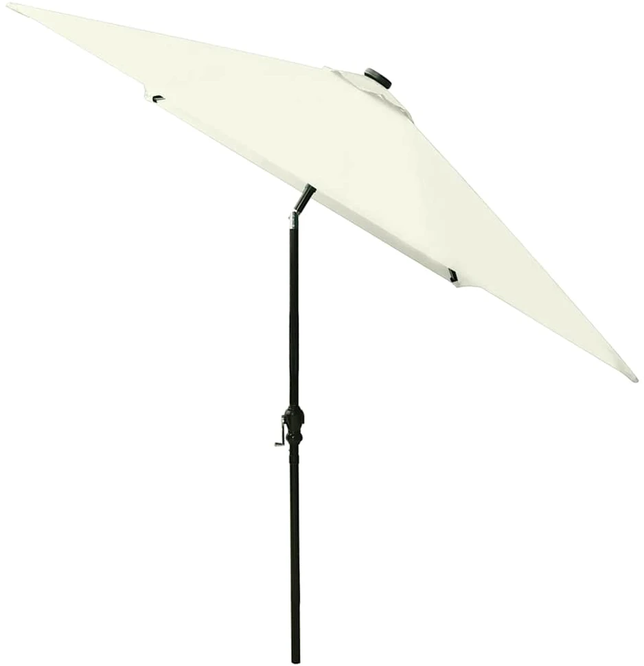 Sodo skėtis nuo saulės su LED ir plieniniu stulpu, smėlio, 2x3m
