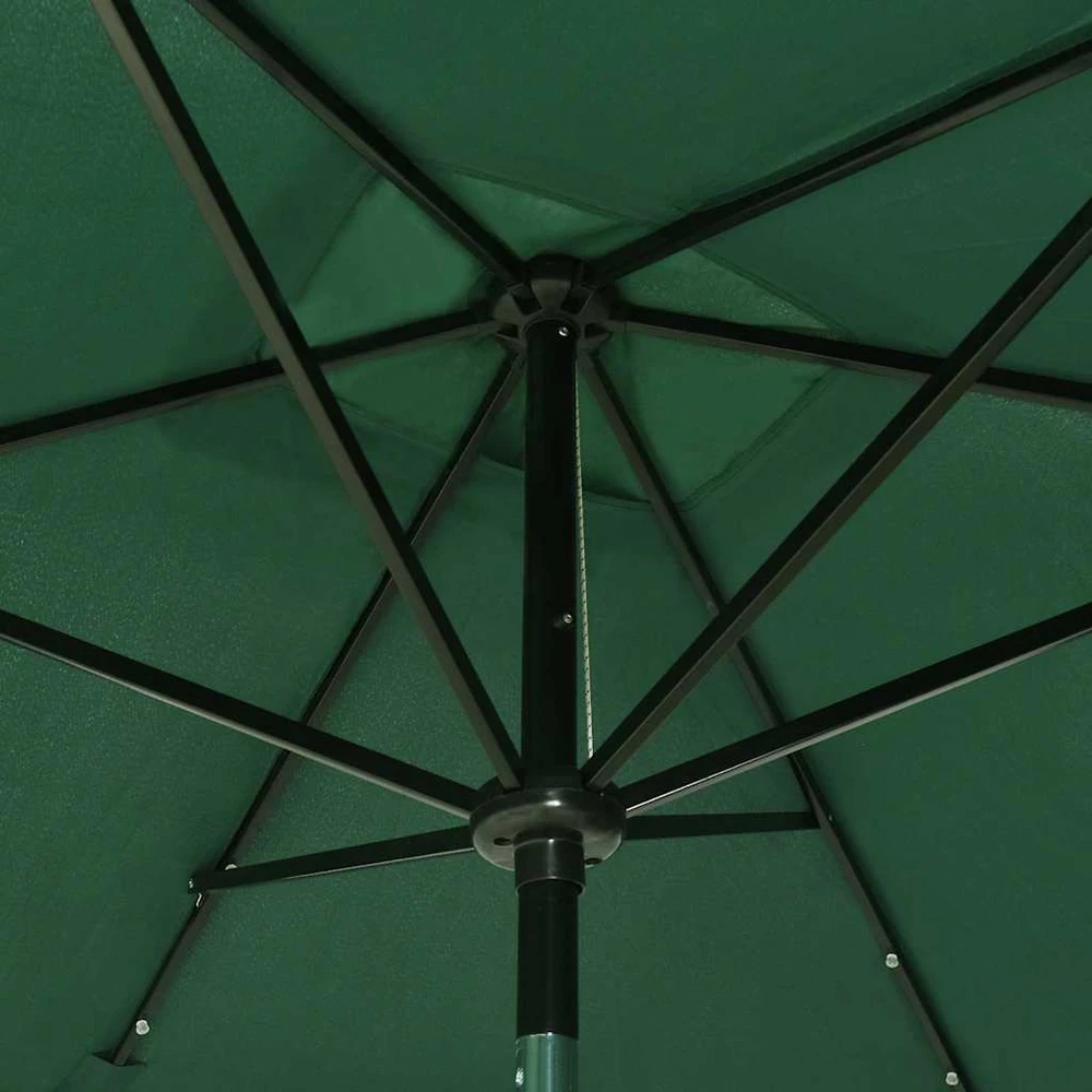 Sodo skėtis nuo saulės su LED ir plieniniu stulpu, žalias, 2x3m