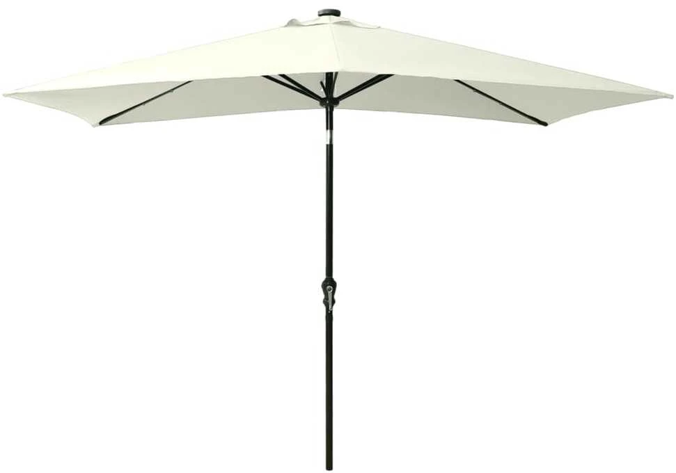 Sodo skėtis nuo saulės su LED ir plieniniu stulpu, smėlio, 2x3m