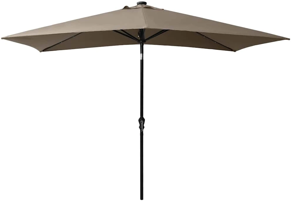 Sodo skėtis nuo saulės su LED ir plieniniu stulpu, taupe, 2x3m