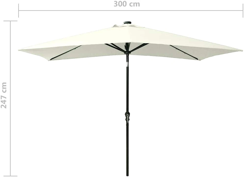 Sodo skėtis nuo saulės su LED ir plieniniu stulpu, smėlio, 2x3m