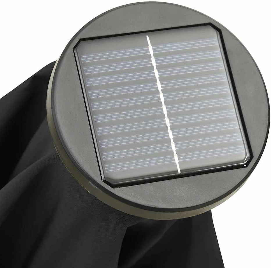 Sodo skėtis nuo saulės su LED, juodas, 200x211cm, aliuminis