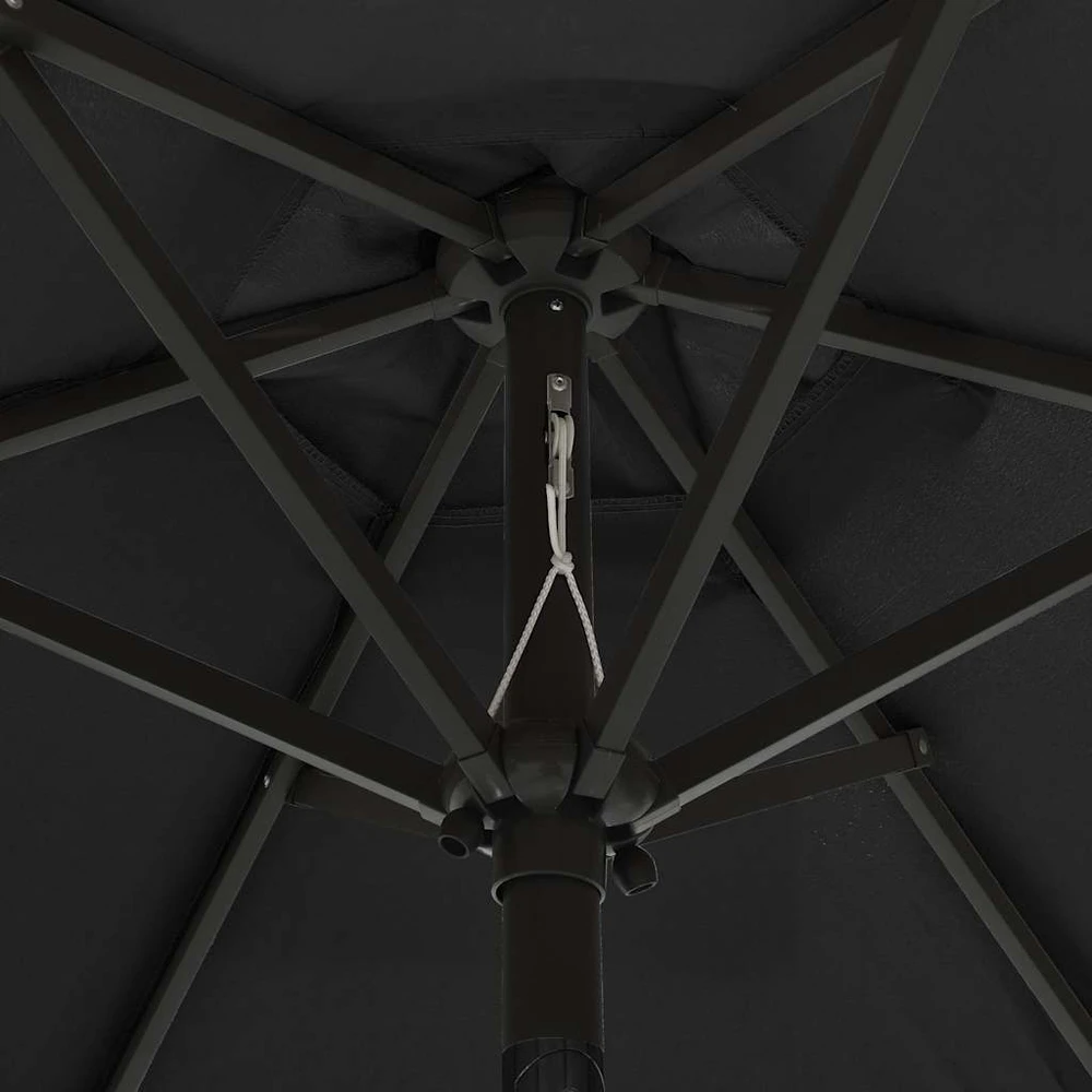 Sodo skėtis nuo saulės su LED, juodas, 200x211cm, aliuminis