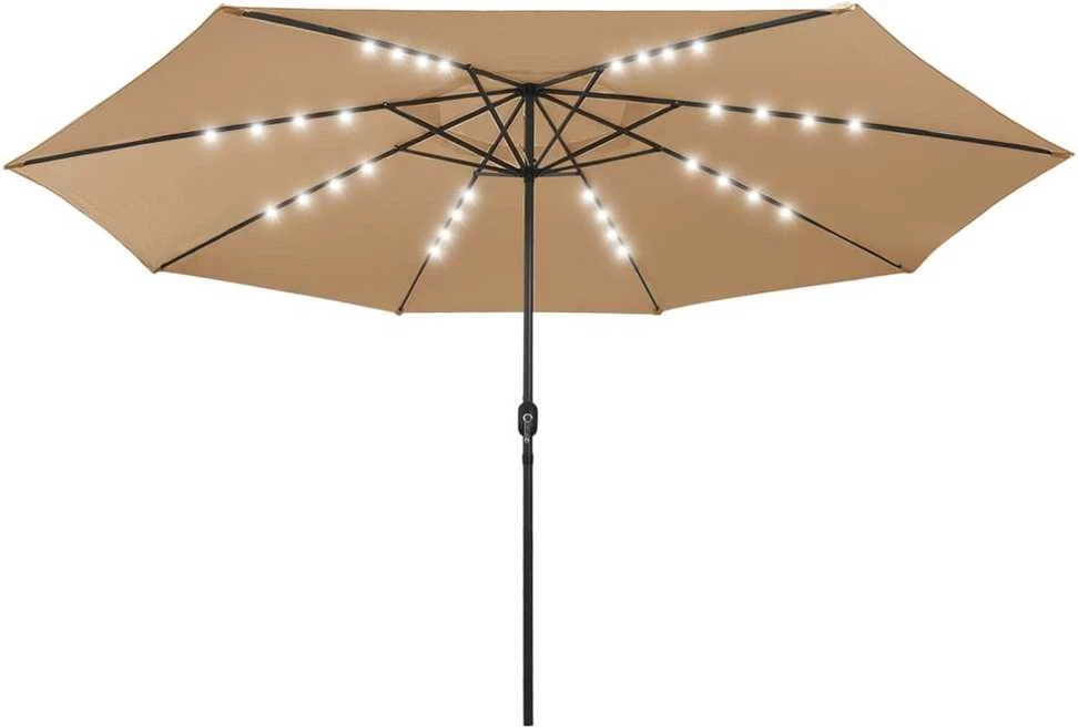Sodo skėtis nuo saulės su LED lemputėmis, taupe, 400cm