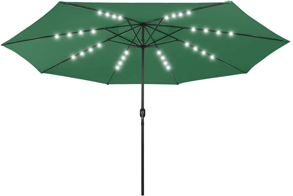 Sodo skėtis nuo saulės su LED lemputėmis, žalias, 400cm