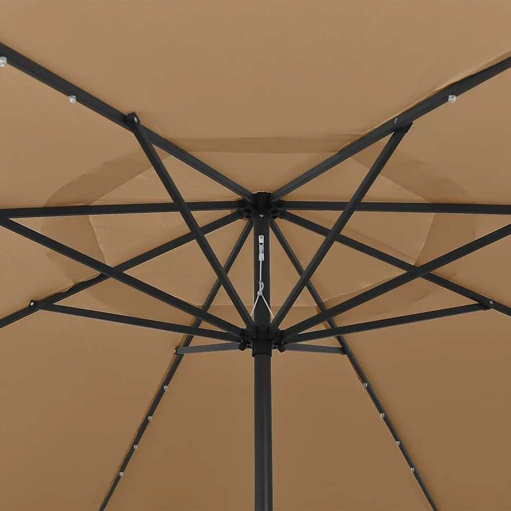 Sodo skėtis nuo saulės su LED lemputėmis, taupe, 400cm