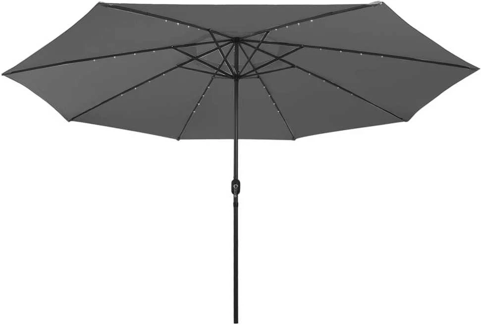 Sodo skėtis nuo saulės su LED lemputėmis, antracito, 400cm