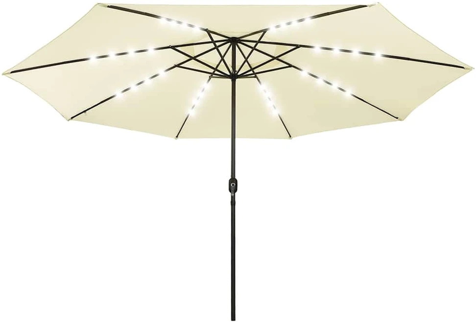 Sodo skėtis nuo saulės su LED lemputėmis, smėlio, 400cm