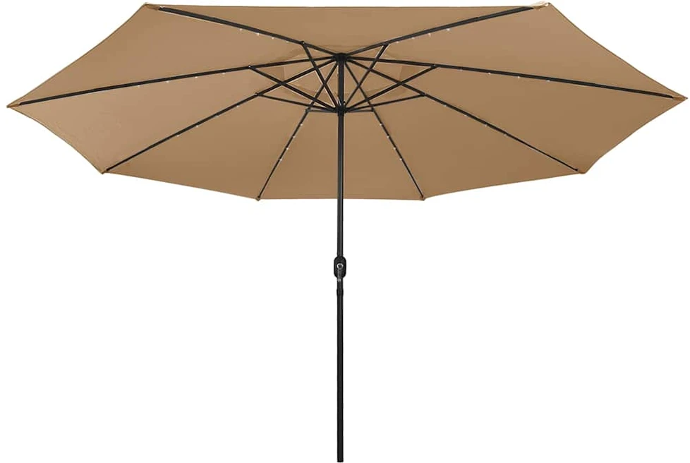 Sodo skėtis nuo saulės su LED lemputėmis, taupe, 400cm