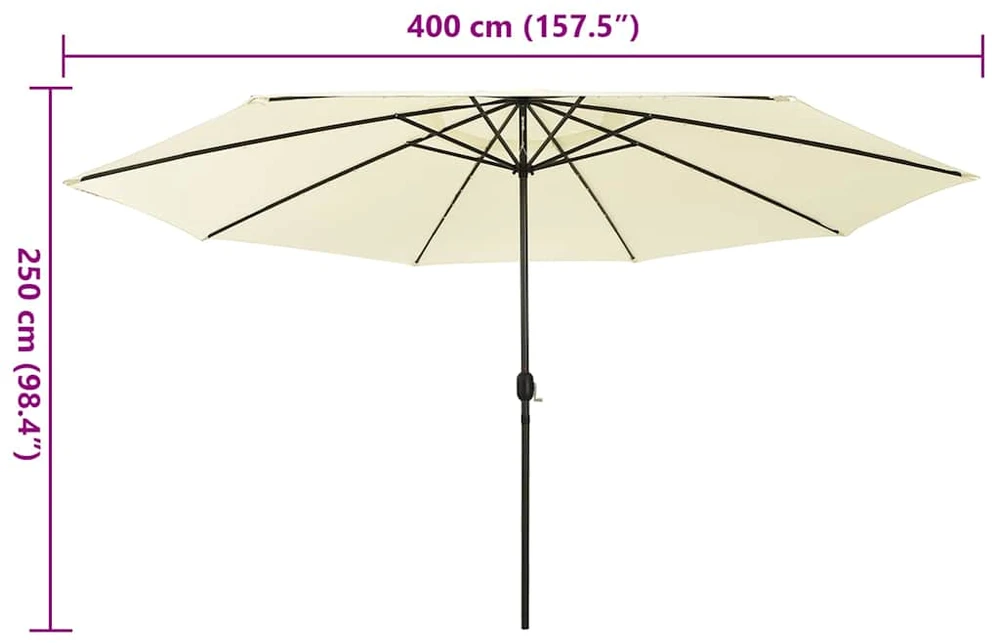 Sodo skėtis nuo saulės su LED lemputėmis, smėlio, 400cm