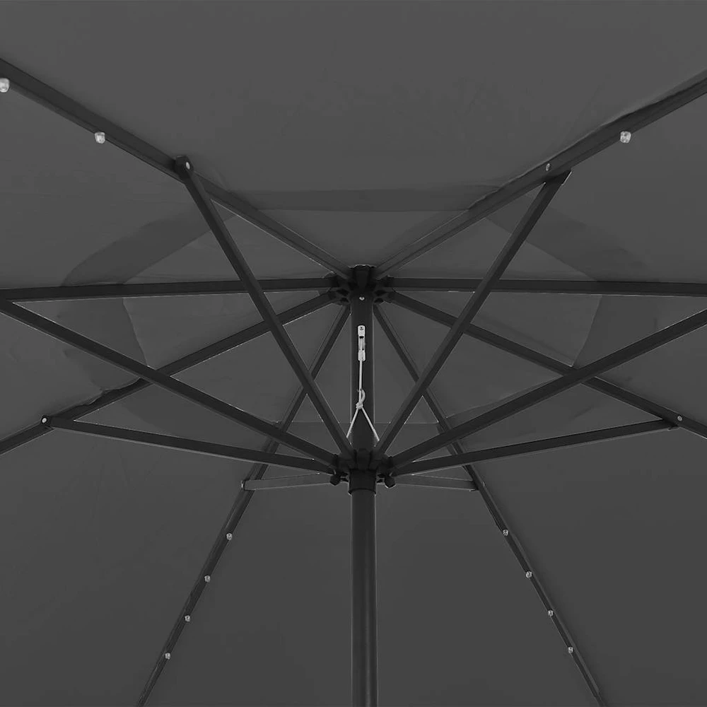 Sodo skėtis nuo saulės su LED lemputėmis, antracito, 400cm