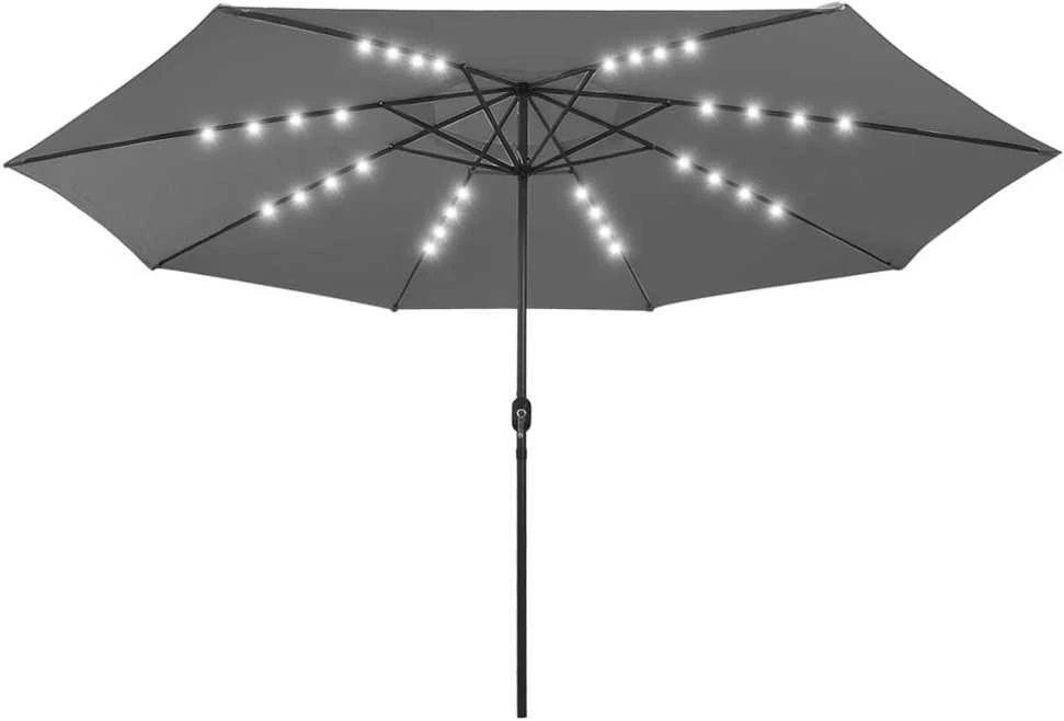 Sodo skėtis nuo saulės su LED lemputėmis, antracito, 400cm