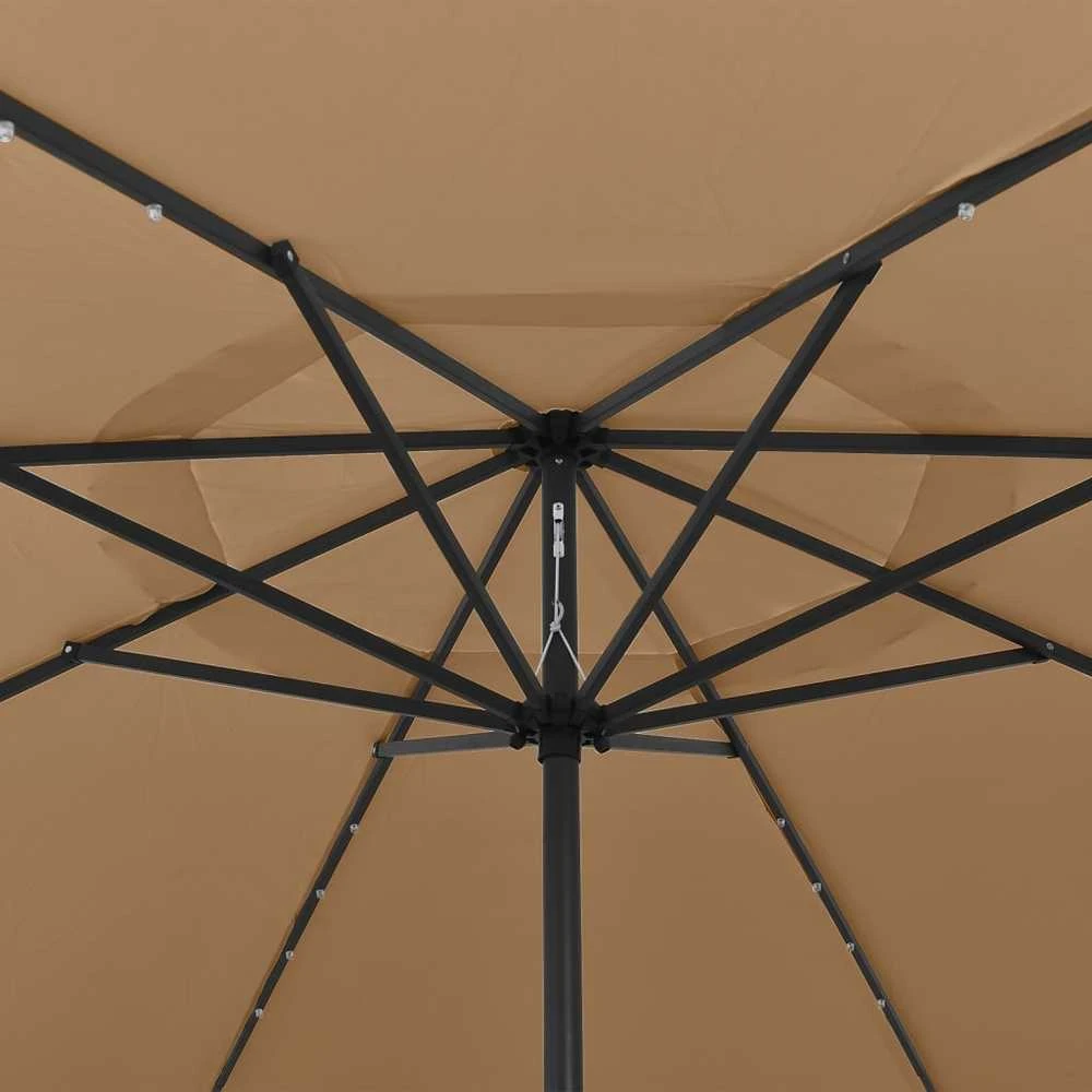 Sodo skėtis nuo saulės su LED lemputėmis, taupe, 400cm