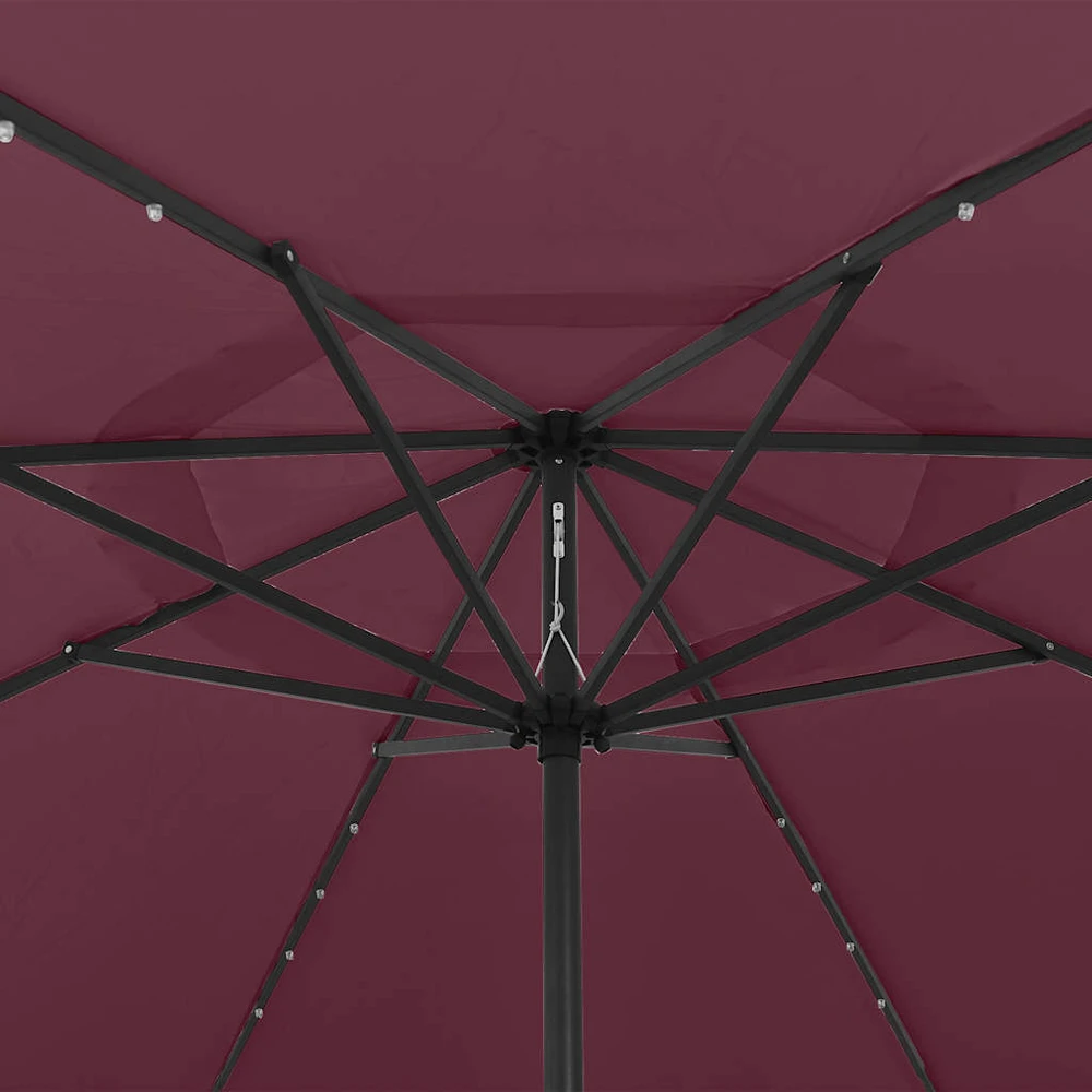 Sodo skėtis nuo saulės su LED lemputėmis, raudonas, 400cm