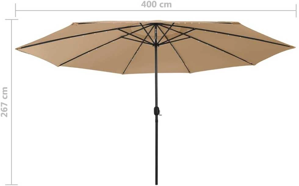 Sodo skėtis nuo saulės su LED lemputėmis, taupe, 400cm