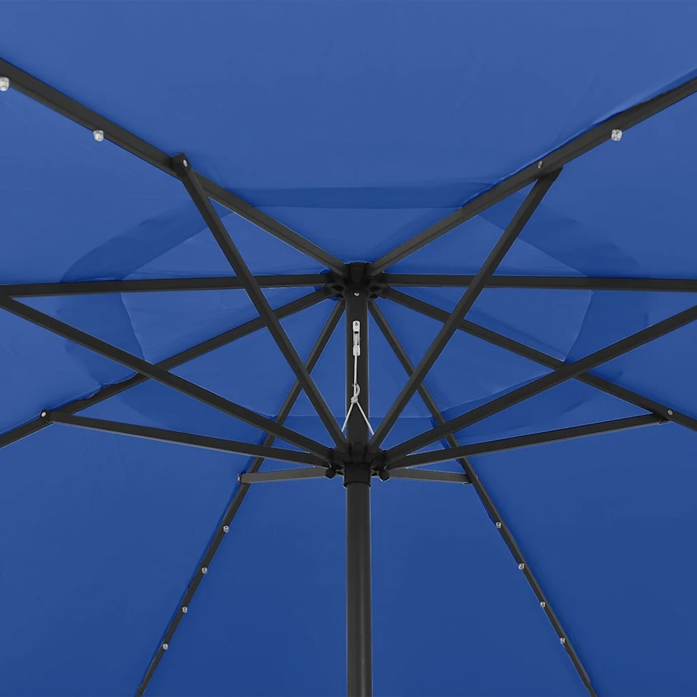 Lauko skėtis su LED ir metaliniu stulpu, mėlynas, 400cm