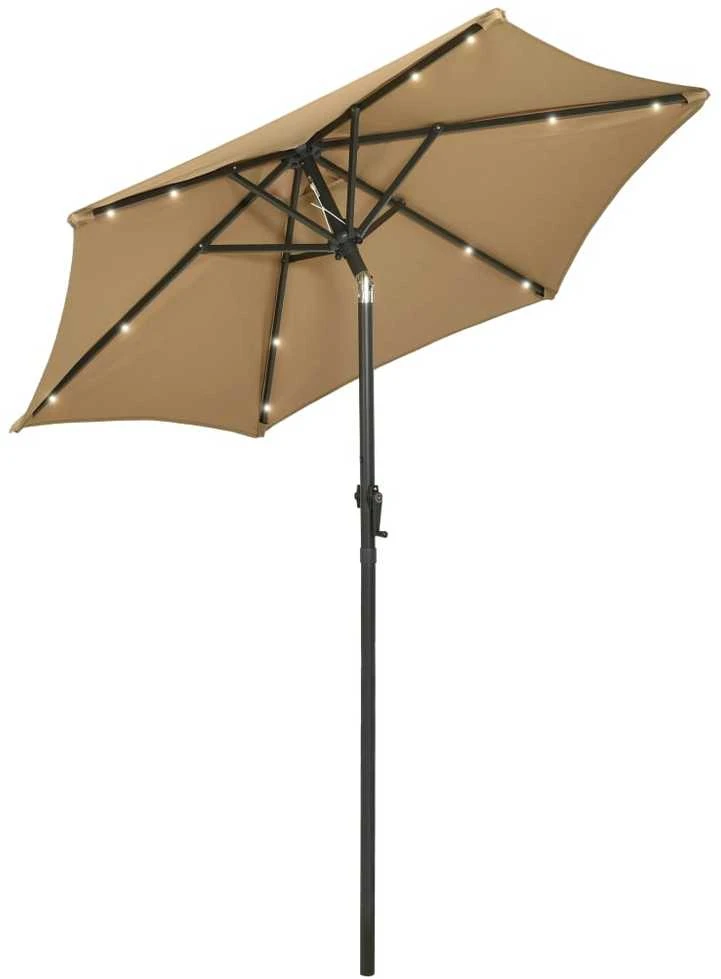 Skėtis nuo saulės su LED, taupe, 200x211cm, aliuminis