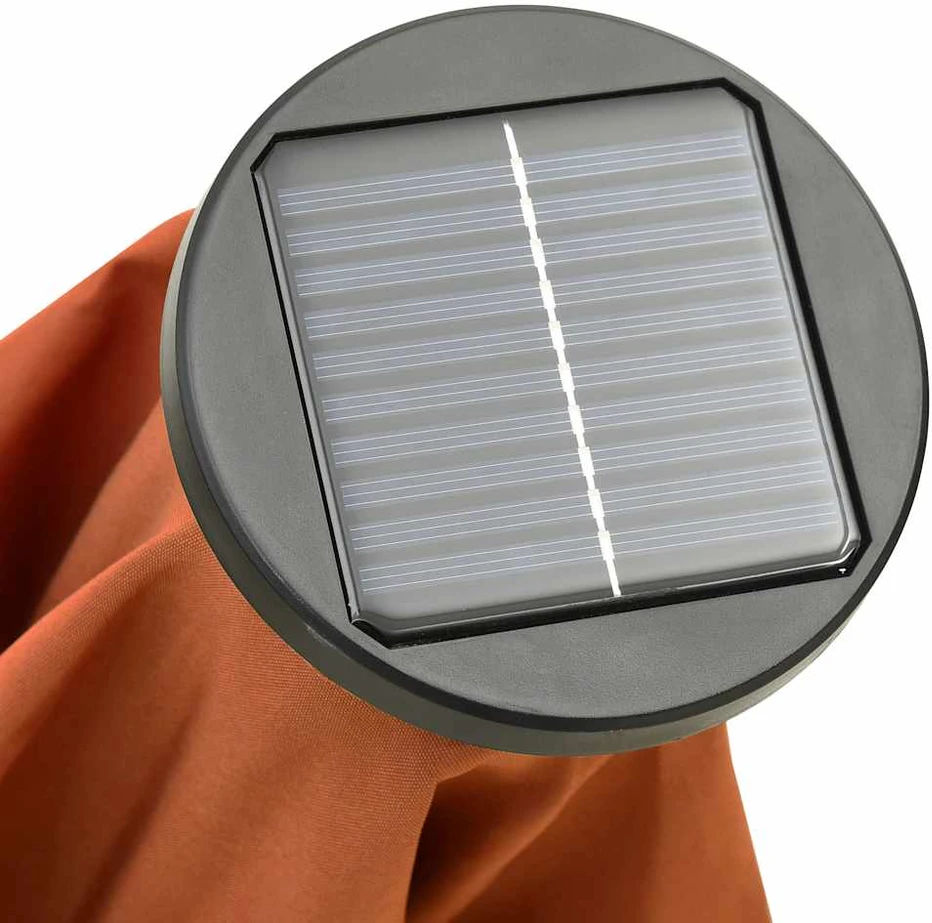 Sodo skėtis nuo saulės su LED, terakota, 200x211cm, aliuminis