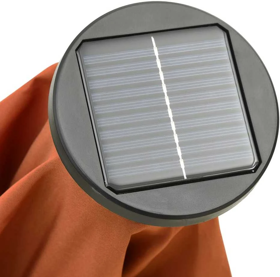 Sodo skėtis nuo saulės su LED, terakota, 200x211cm, aliuminis