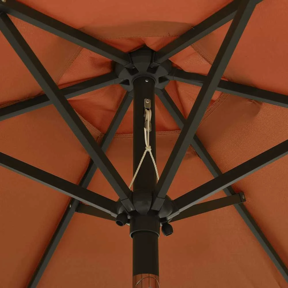Sodo skėtis nuo saulės su LED, terakota, 200x211cm, aliuminis