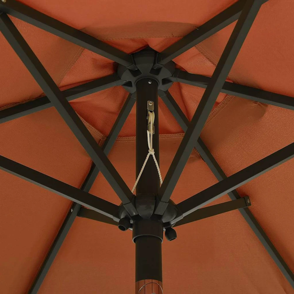 Sodo skėtis nuo saulės su LED, terakota, 200x211cm, aliuminis