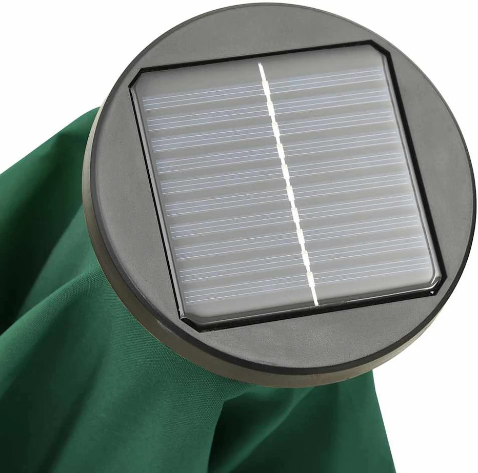 Sodo skėtis nuo saulės su LED, žalias, 200x211cm, aliuminis