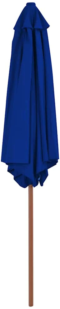 Lauko skėtis su mediniu stulpu, mėlynos spalvos, 270cm