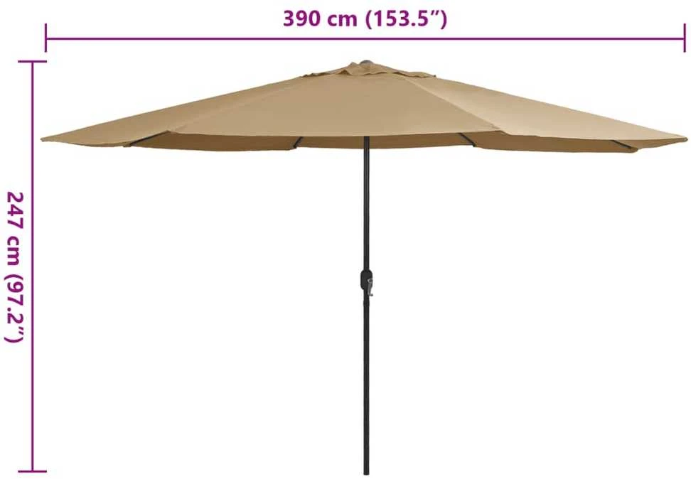 Sodo skėtis nuo saulės su metaliniu stulpu, taupe, 390cm