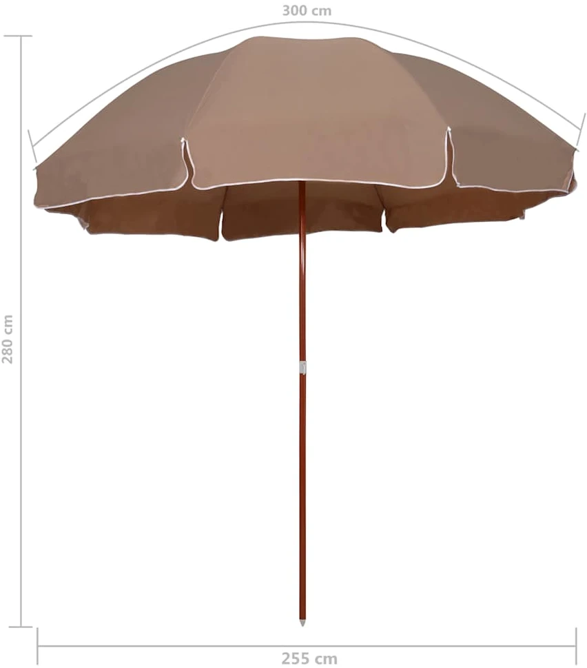 Sodo skėtis nuo saulės su plieniniu stulpu, taupe, 300cm