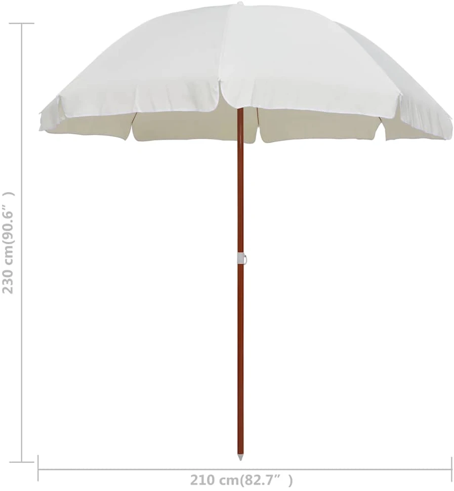 Sodo skėtis nuo saulės su plieniniu stulpu, smėlio, 240cm