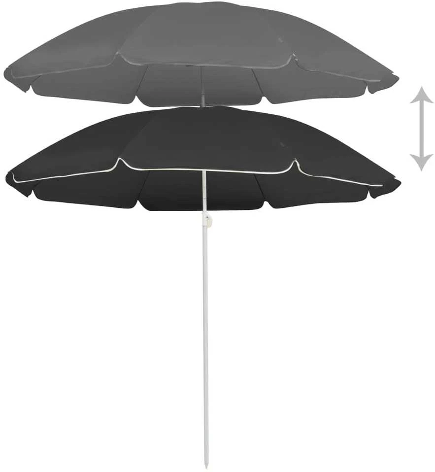 Sodo skėtis nuo saulės su plieniniu stulpu, antracito, 180cm