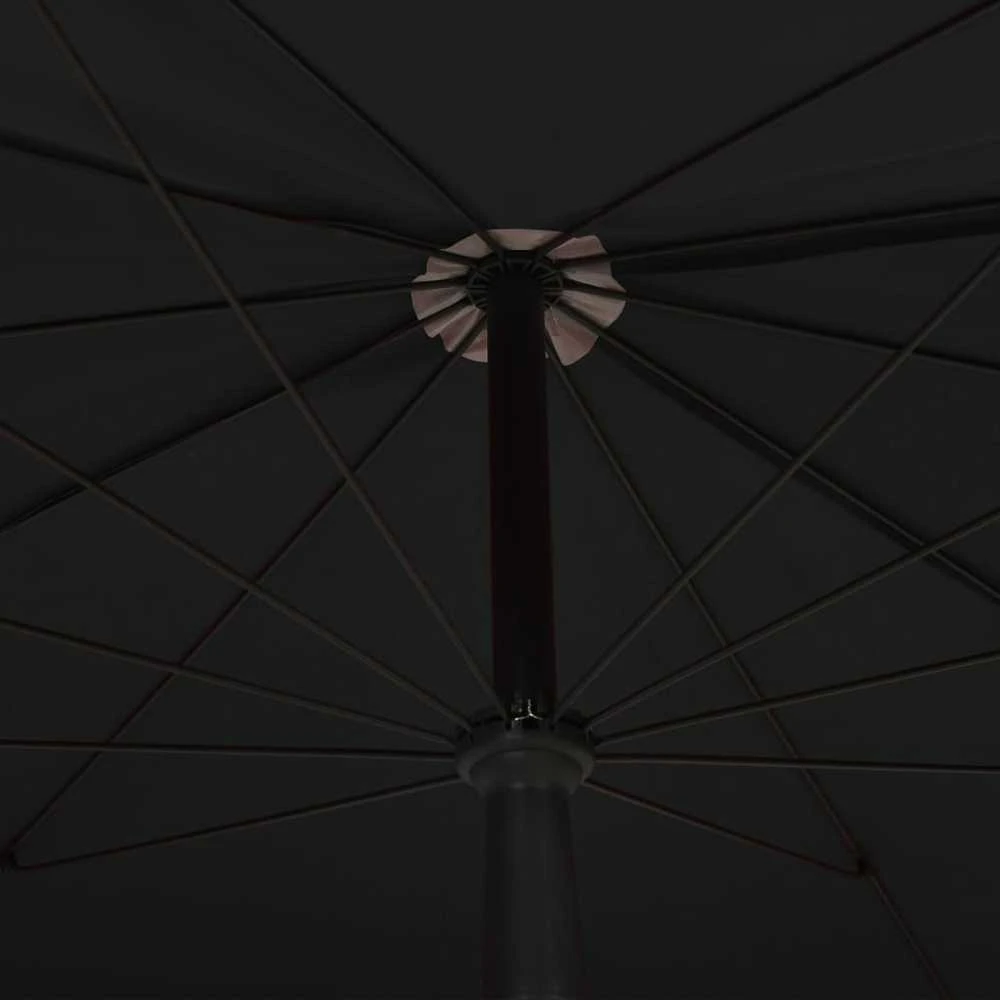 Sodo skėtis nuo saulės su stulpu, juodos spalvos, 200x130cm