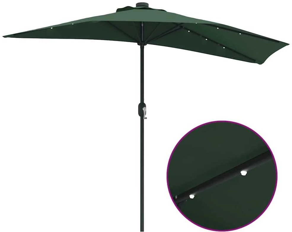 Sodo skėtis 294 x 150 x 224 cm Poliesteris ir plienas Žalia