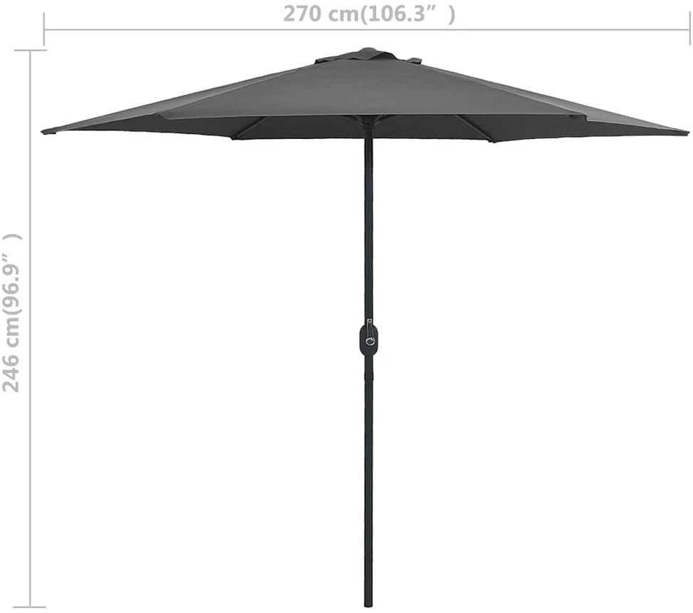Sodo skėtis su aliuminio stulpu, antracito, 270x246cm