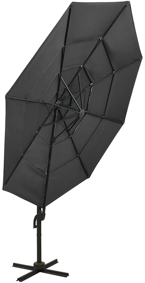 Sodo skėtis su aliuminio stulpu, antracito, 3x3m, 4 aukščių