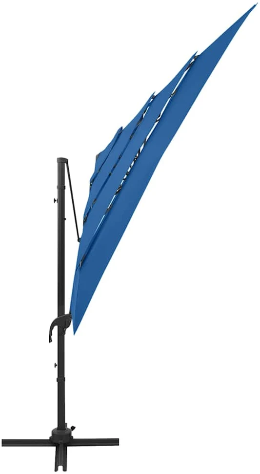 Sodo skėtis su aliuminio stulpu, mėlynas, 250x250cm, 4 aukščių