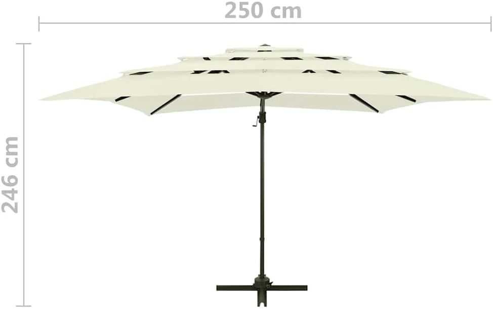 Sodo skėtis su aliuminio stulpu, smėlio, 250x250cm, 4 aukščių