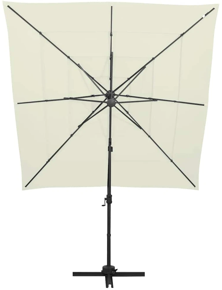 Sodo skėtis su aliuminio stulpu, smėlio, 250x250cm, 4 aukščių