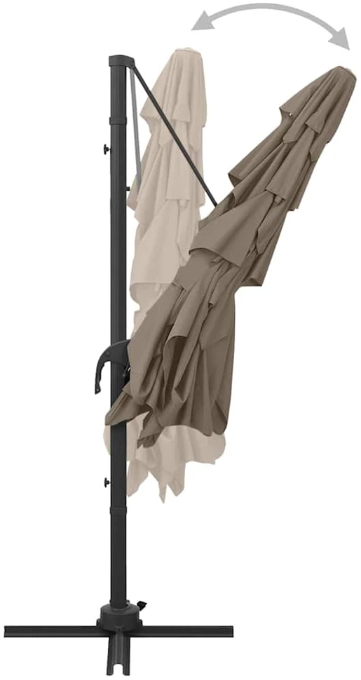 Sodo skėtis su aliuminio stulpu, taupe, 250x250cm, 4 aukščių